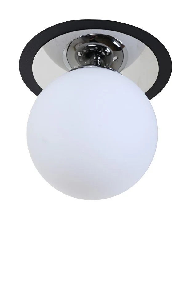 Alora Siyah Krom Beyaz Camlı Plafonyer Avize